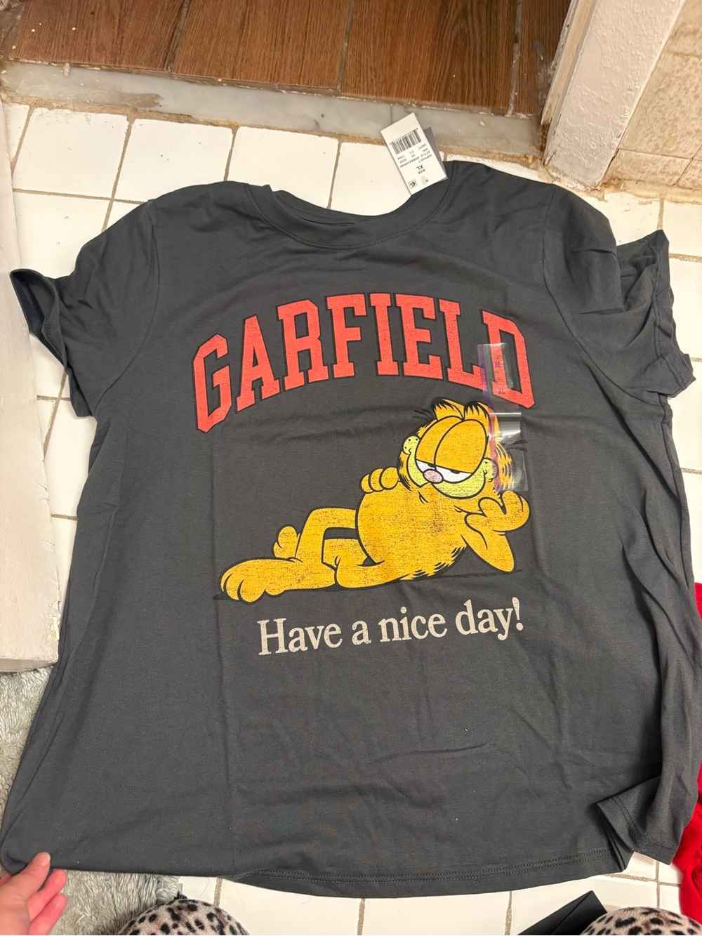 Hybrid Apparel Garfield Graphic Tee - Black with Yellow and Red Print